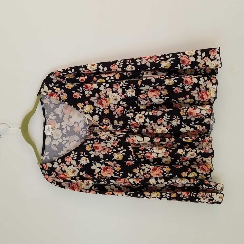 Ava James Floral Print Long Sleeve Top in Large